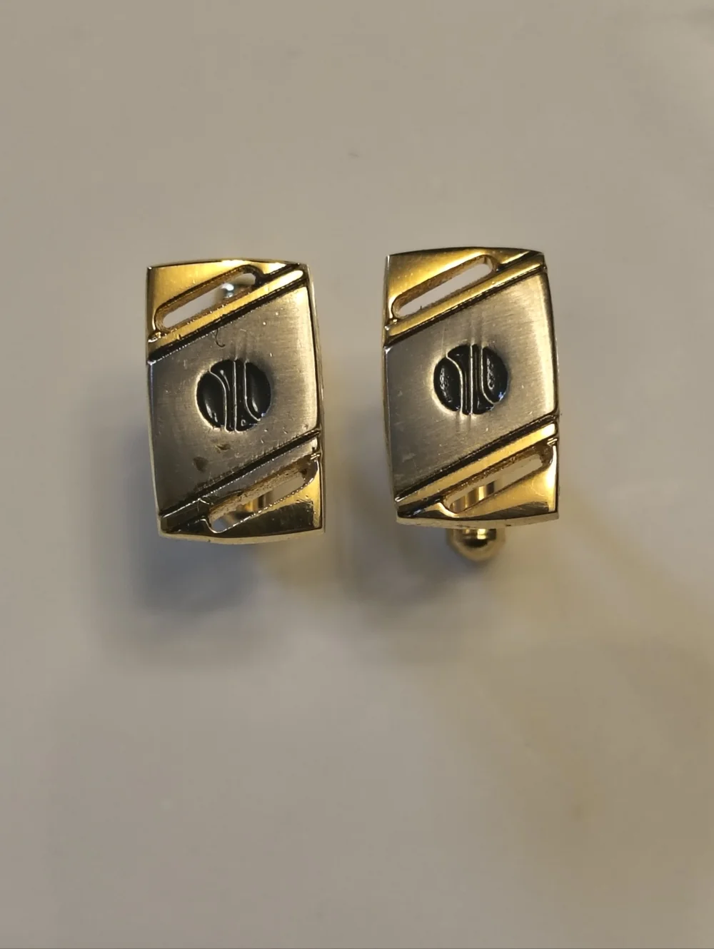 Gold and Silver Color Rectangular Men’s Cufflinks